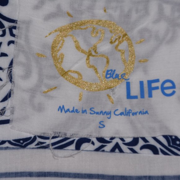 Blue Life blue and white long sleeve blouse size small - Picture 6 of 10